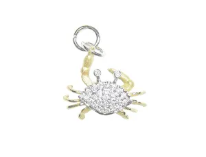 14k 2/tone Crab Charm with 26 Diamonds