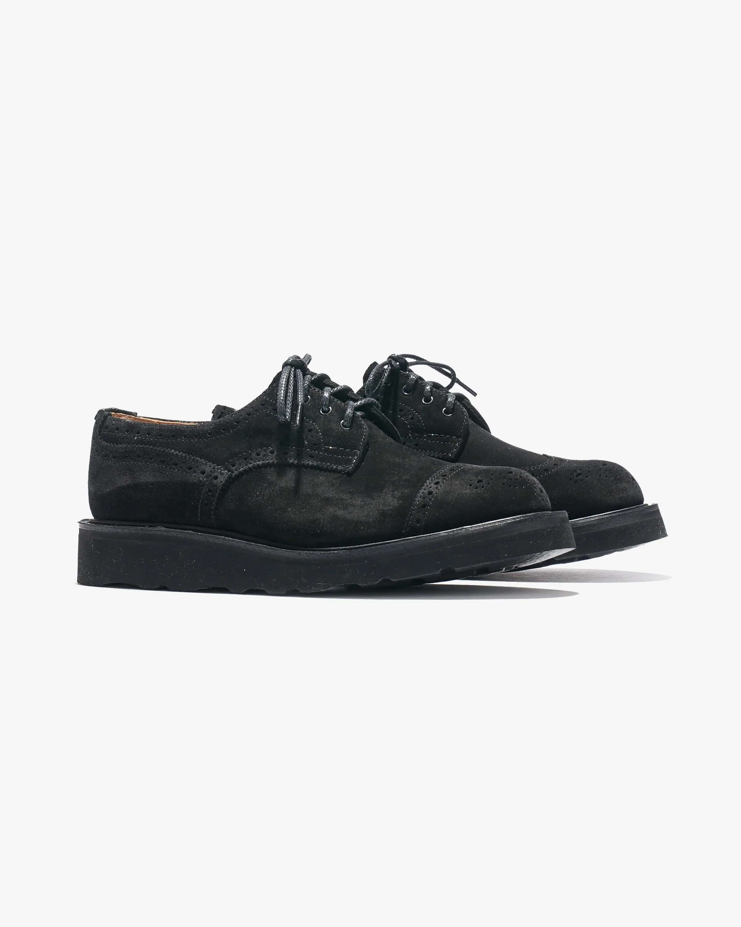 Asymmetric Gibson Brogues – Black Suede