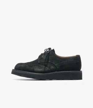 Asymmetric Gibson Brogues – Black Suede