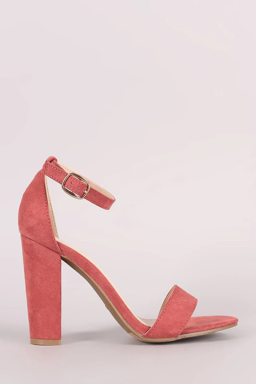 Bamboo Suede One Band Ankle Strap Open Toe Heel