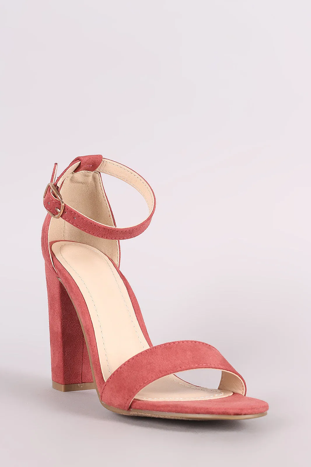 Bamboo Suede One Band Ankle Strap Open Toe Heel