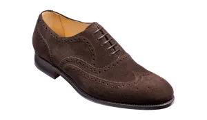 Barker Malton Full Wing Brogue Shoe- Burnt Oak Suede