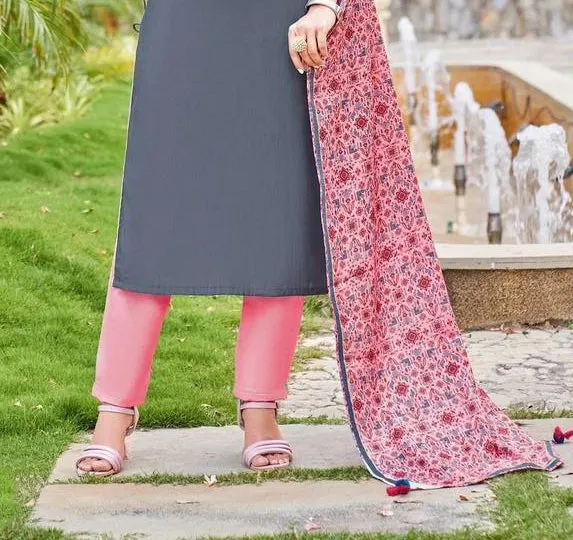 Beautiful Grey Colored Weaving With Hand Work Viscose Salwar Suits For Women