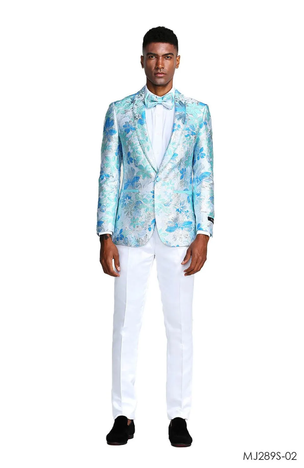 Big & Tall Men's Floral Fashion Jacket and Bow Tie - Pink or Blue