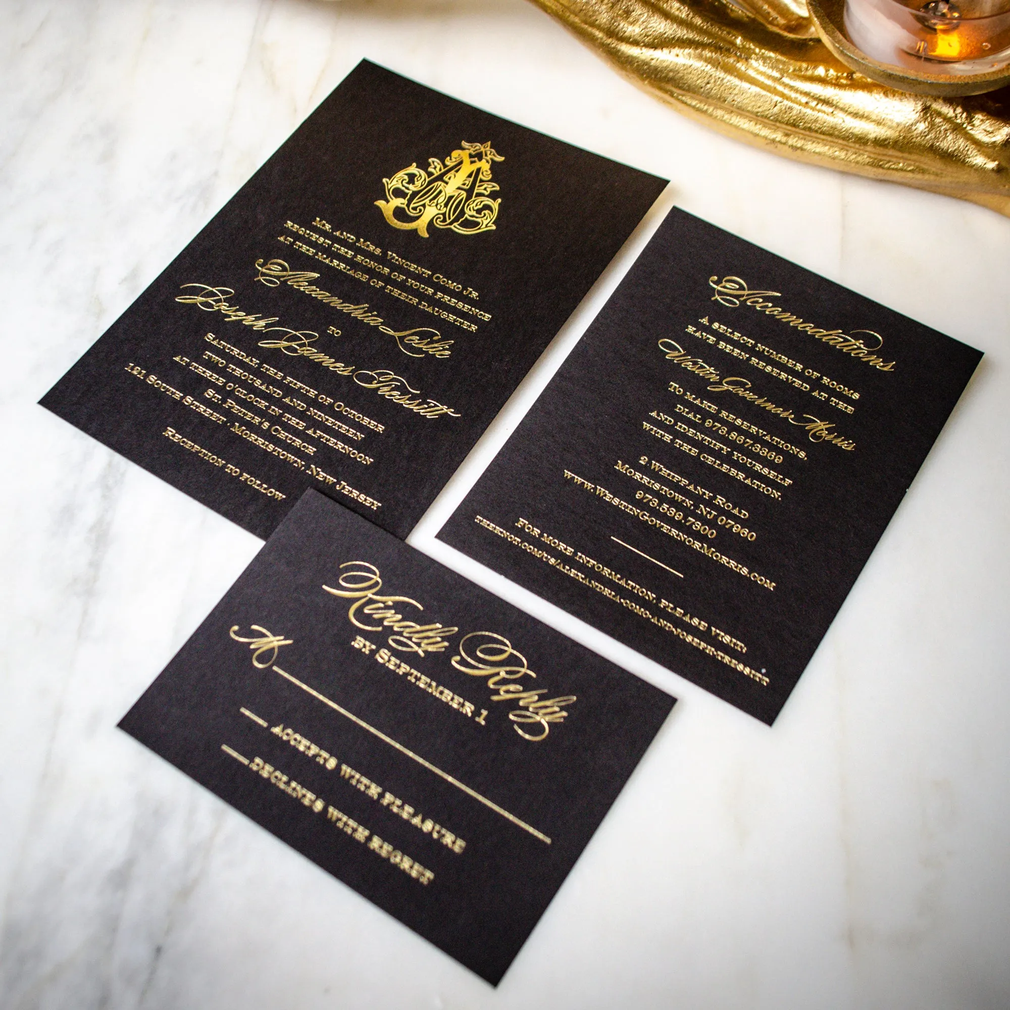 Black & Gold Foil Wedding Invitations