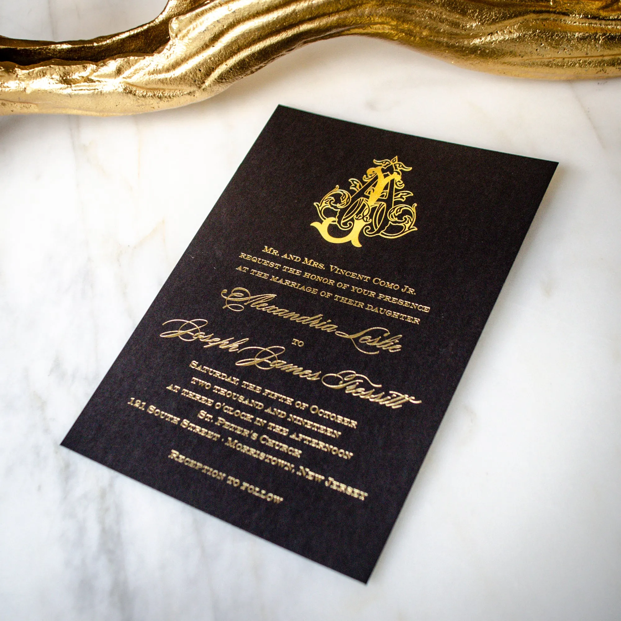 Black & Gold Foil Wedding Invitations