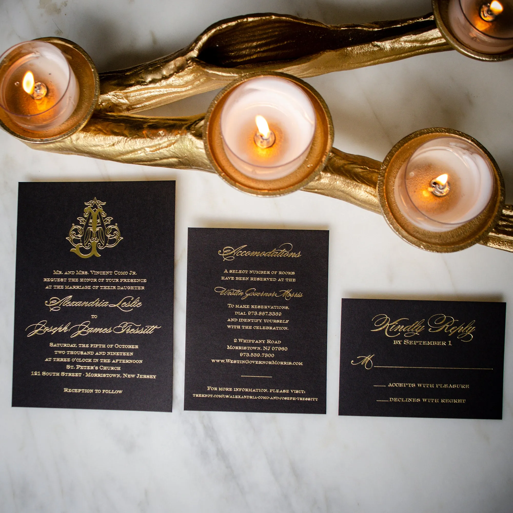 Black & Gold Foil Wedding Invitations