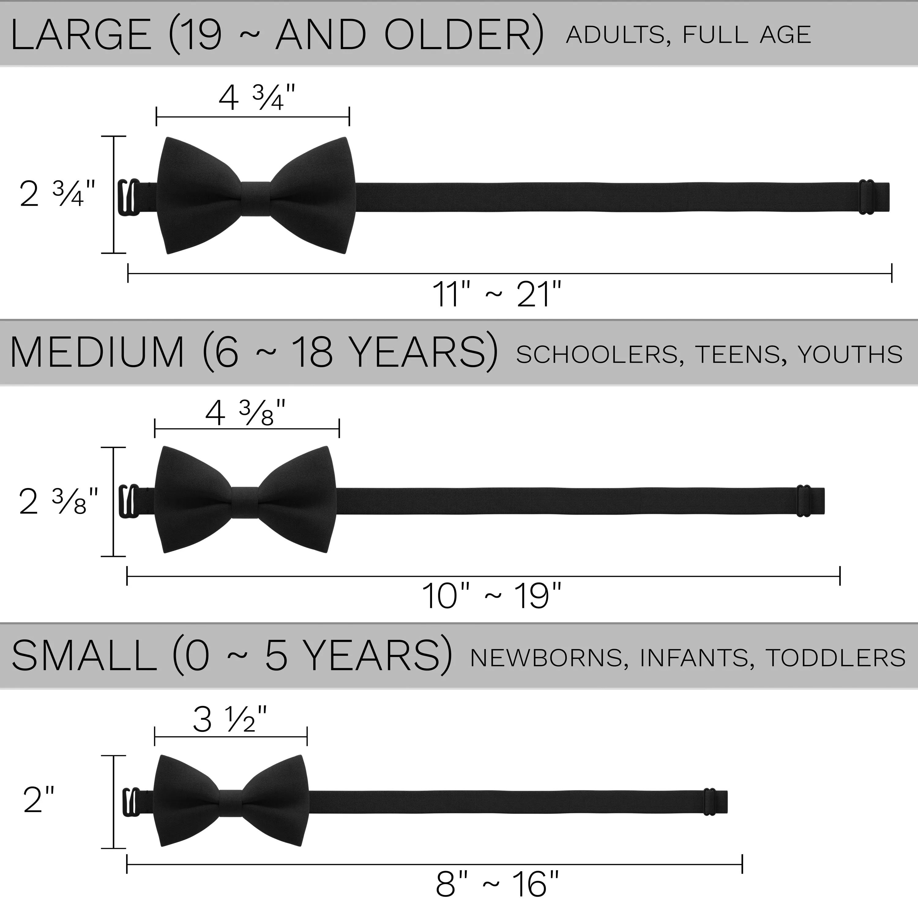 Black Bow Tie with Handkerchief Set