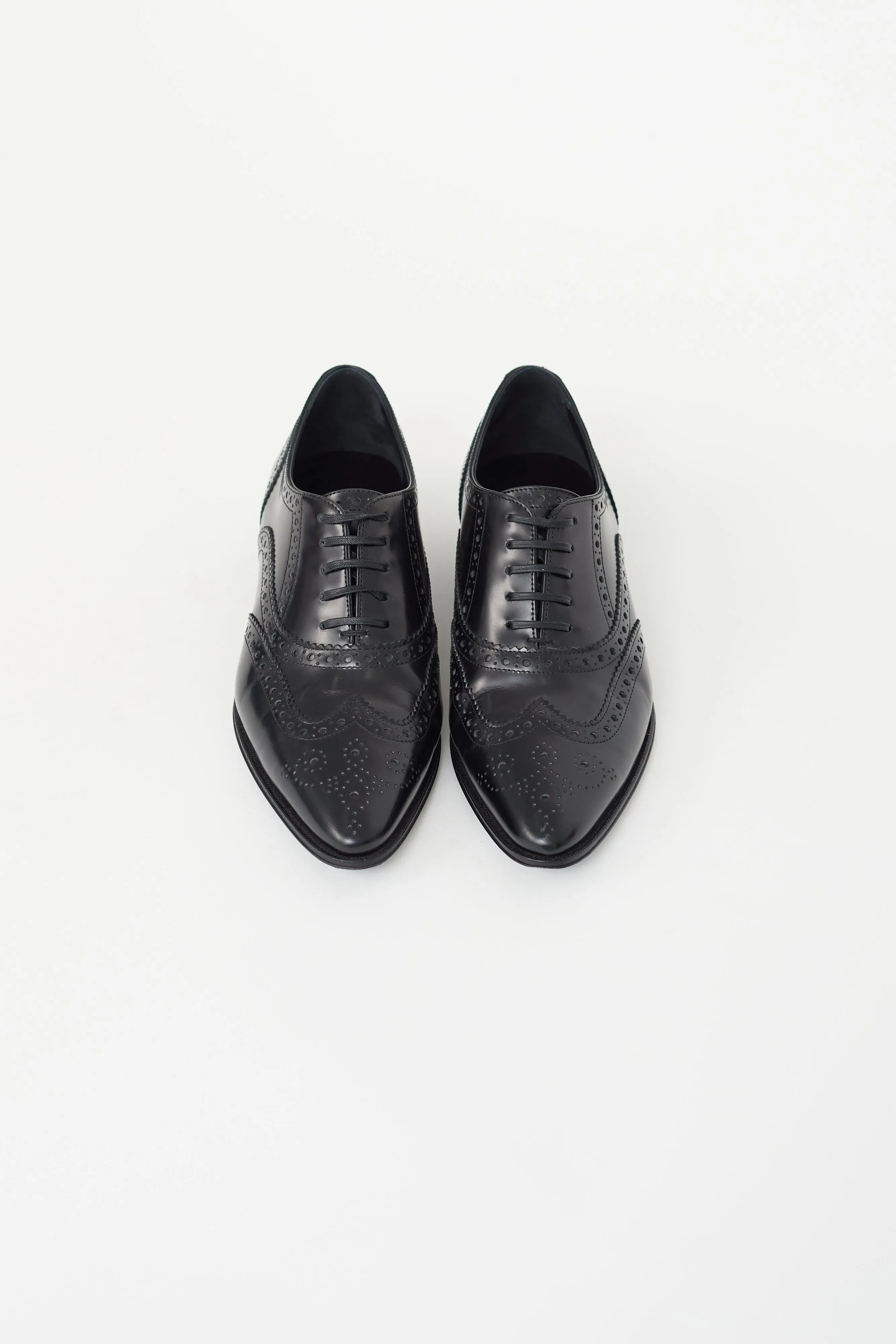 Black Pointed Toe Leather Derby