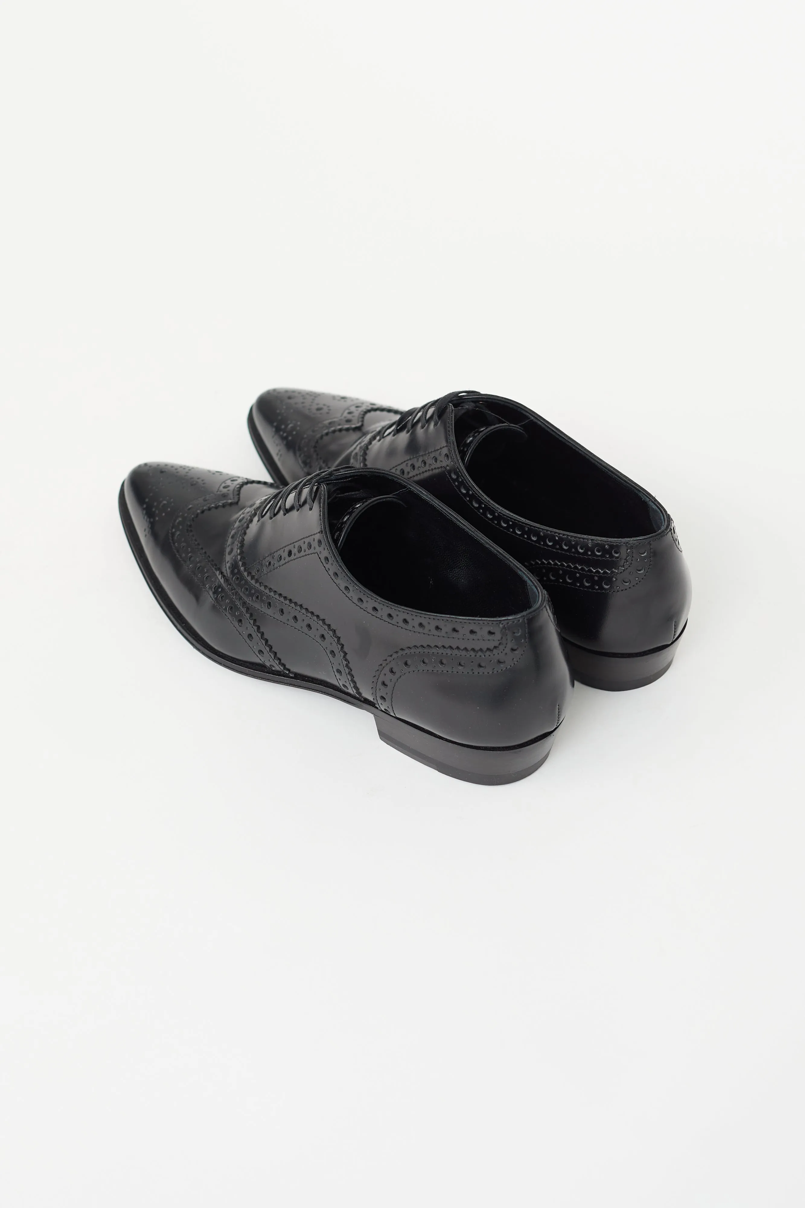 Black Pointed Toe Leather Derby