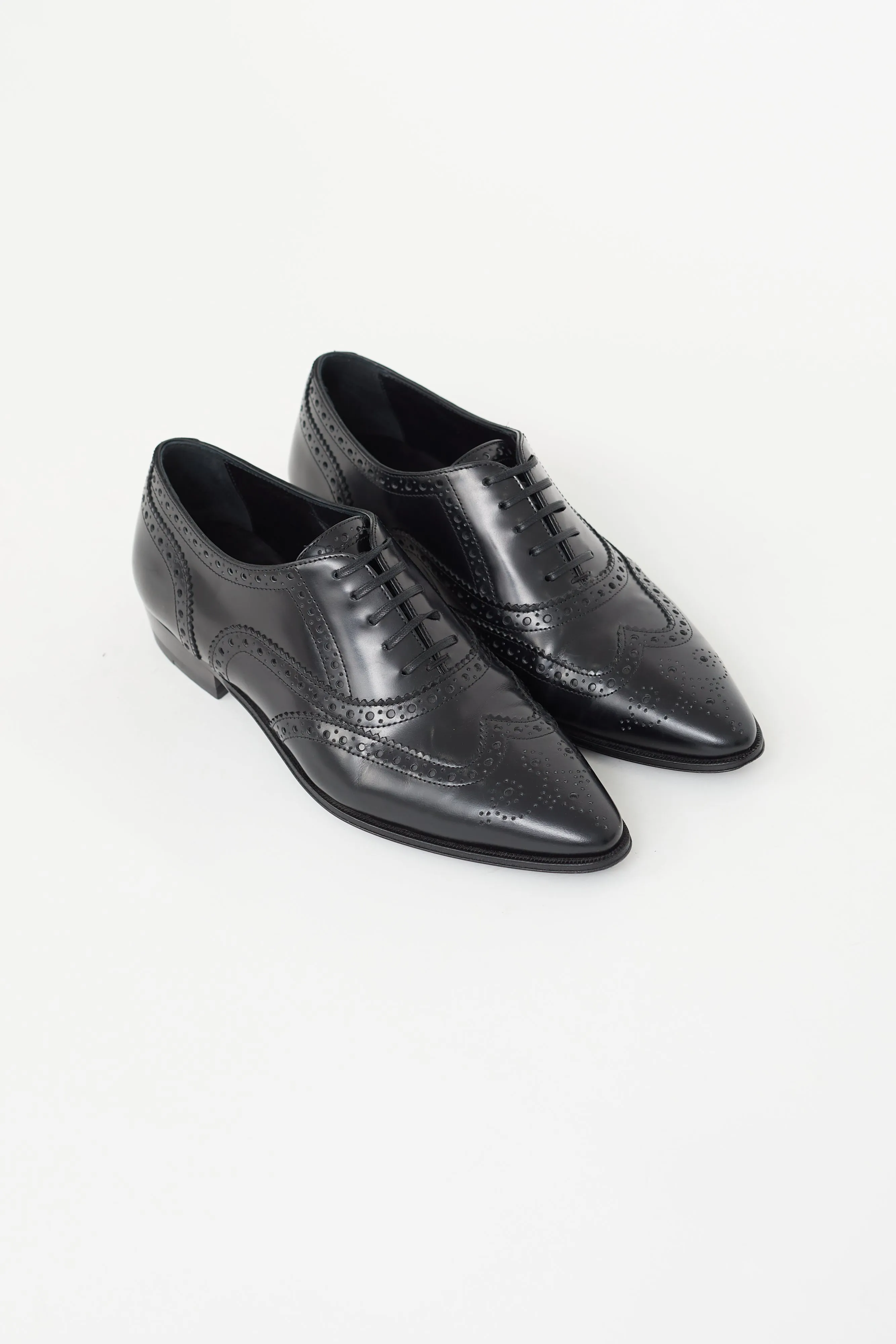 Black Pointed Toe Leather Derby