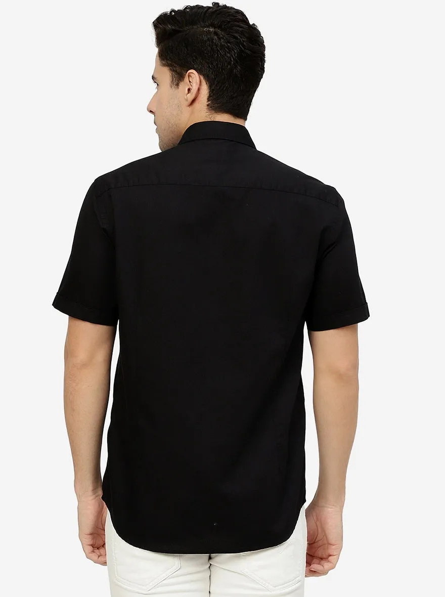 Black Solid Smart Fit Semi Casual Shirt | Greenfibre