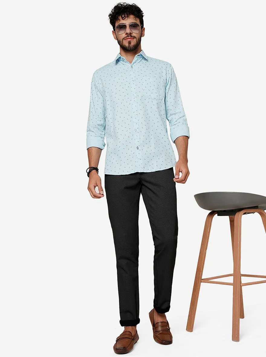 Blue Printed Smart Fit Semi Casual Shirt | Greenfibre