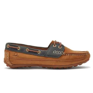 CHATHAM Ladies Cromer Driving Moccasins - Tan/Navy