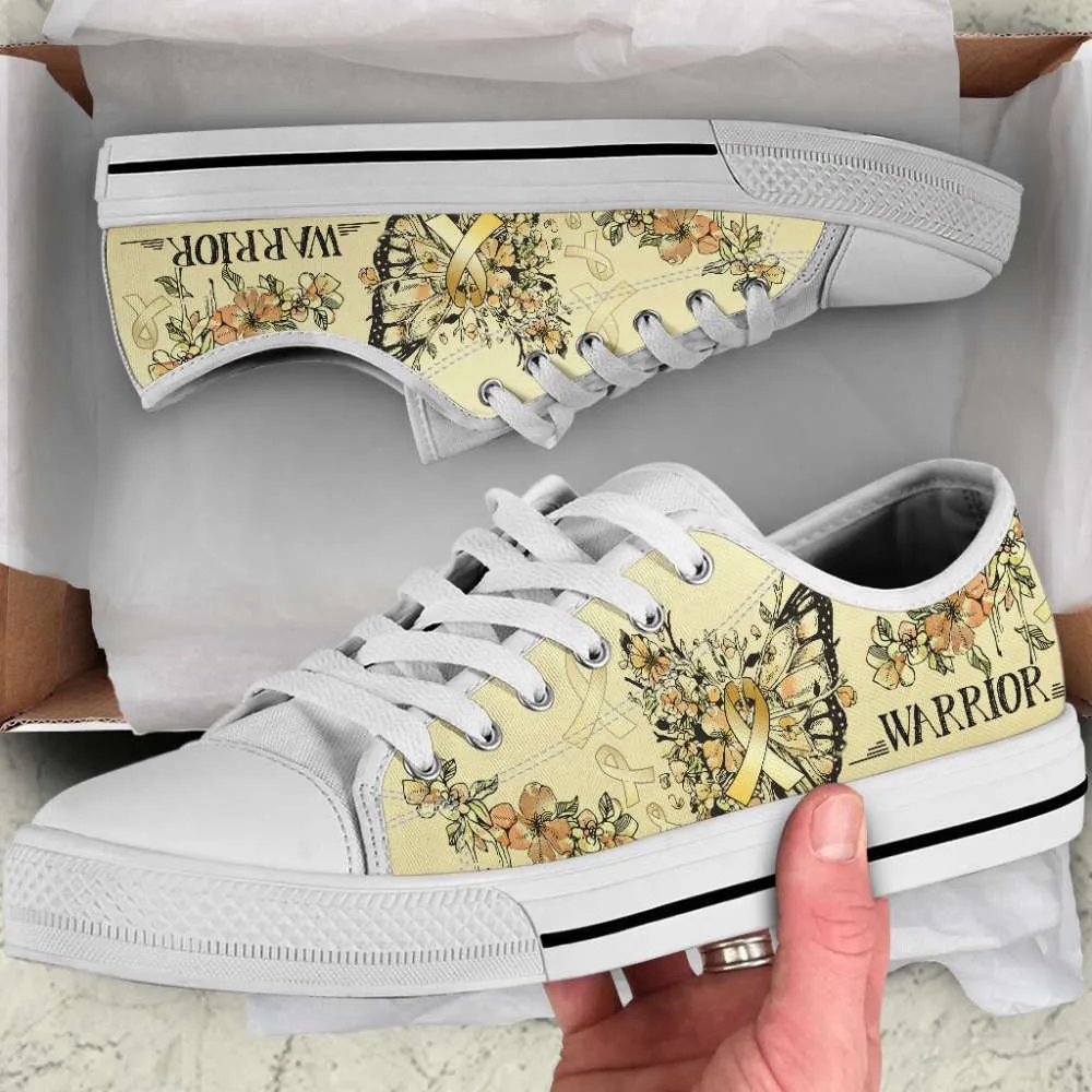 Childhood Cancer Shoes Butterfly Flower Low Top Shoes Canvas Shoes, Best Canvas Shoes, Low Top Sneaker