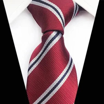 Classy Men Classic Red Striped Silk Tie