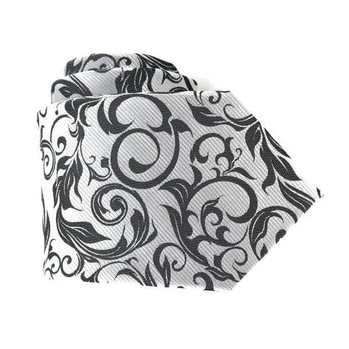 Classy Men White Black Floral Silk Tie