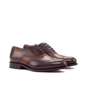 DapperFam Aeron in Cognac / Dark Brown Men's Italian Leather Full Brogue