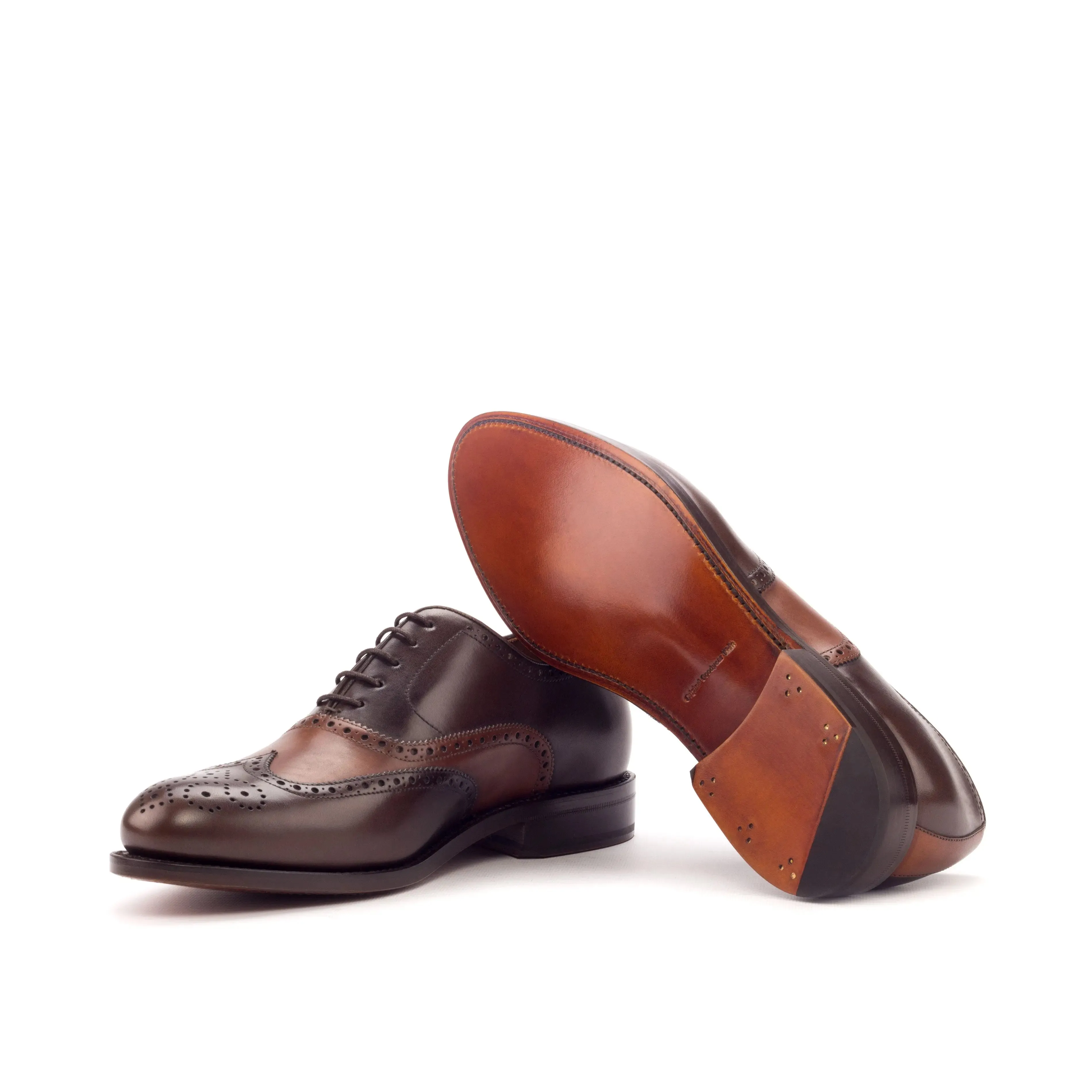 DapperFam Aeron in Cognac / Dark Brown Men's Italian Leather Full Brogue