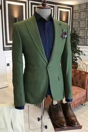 Dark Green Peaked Lapel Prom Suits Two Pieces Formal Wedding Tuxedos