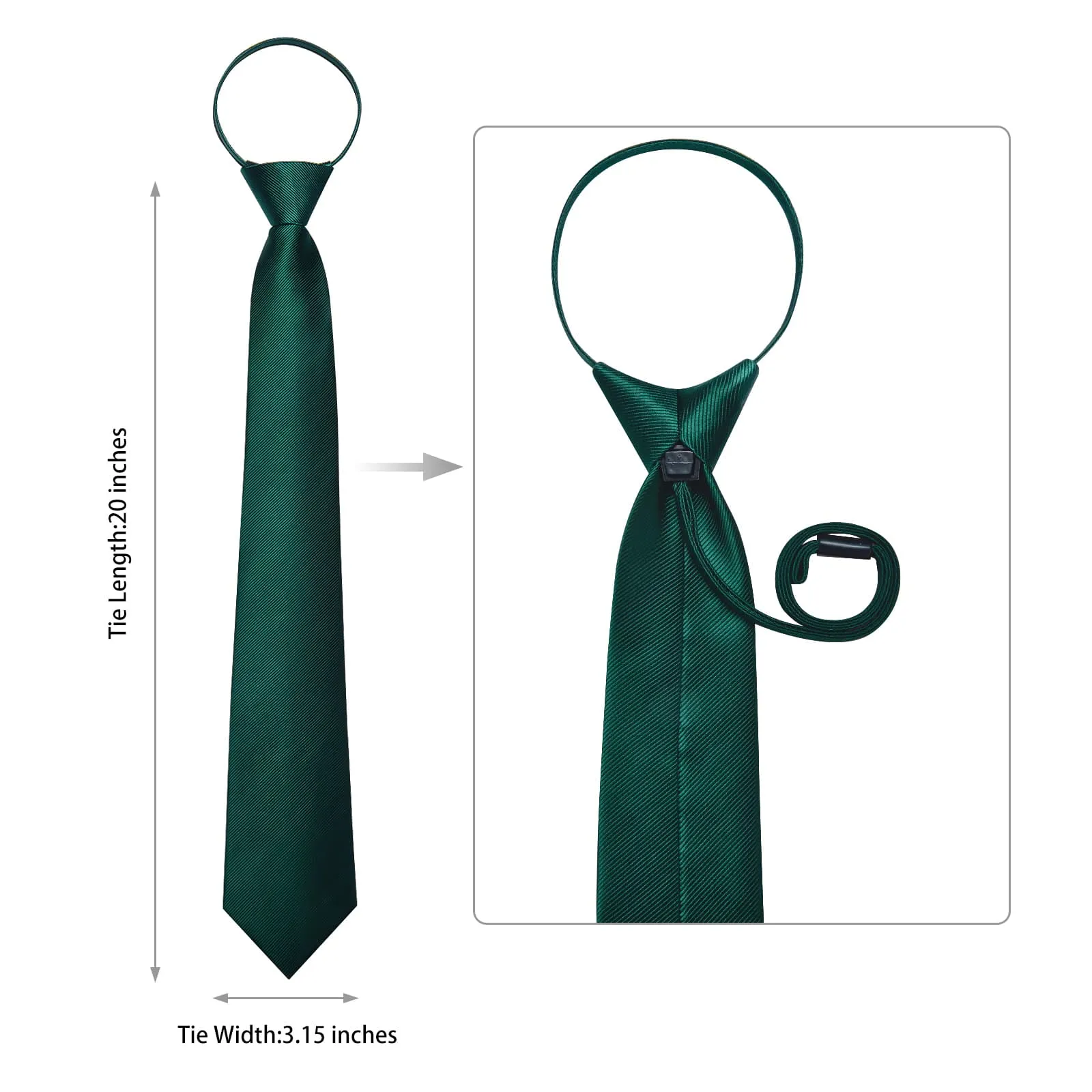 DiBanGu Silk Tie Pine Green Striped Lazy Easy-pull Mens Dress Tie Set