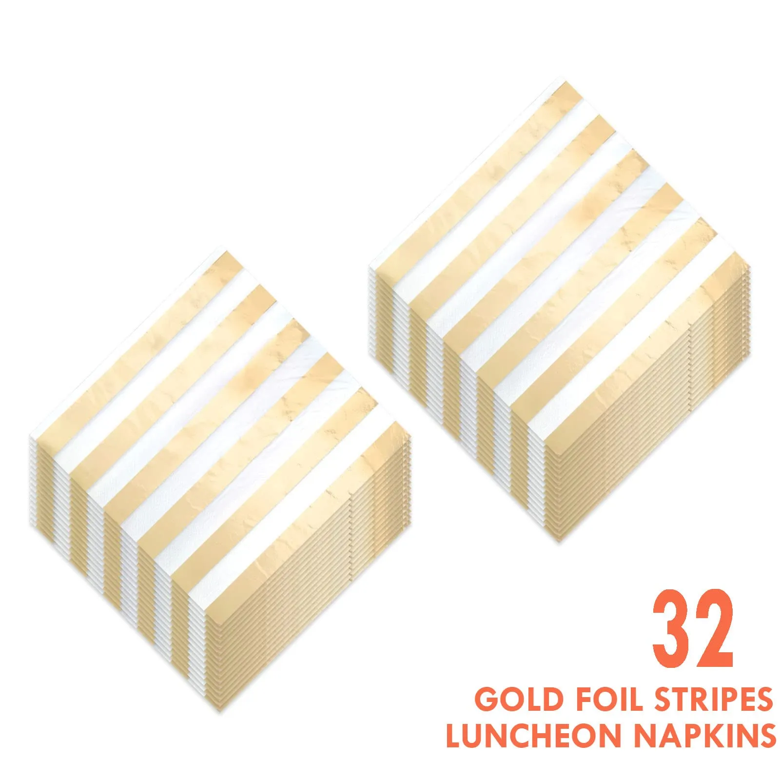 Disposable Metallic Gold Stripe Paper Dinner Napkins (Pack of 32)