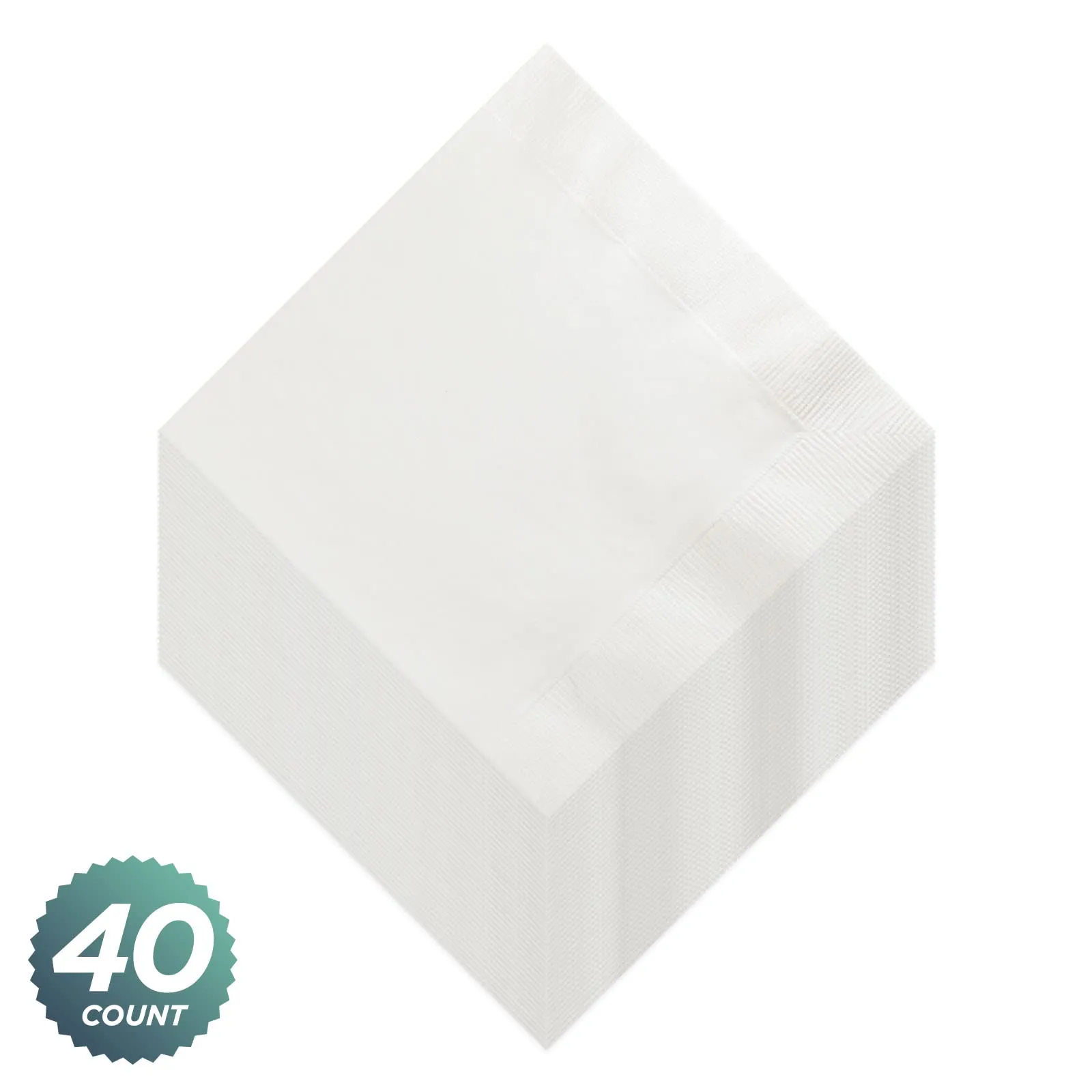 Disposable White Paper Dinner Napkins, 8 Inch Square (Pack of 40)