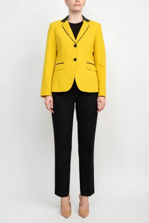 Emily Notched Collar 2 Button Long Sleeve Flap Pockets Pant Suit