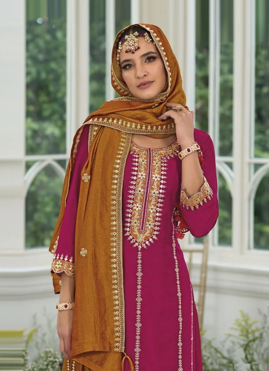 Gorgeous Pink Color Premium Silk Kurti With Embroidery Work For Women