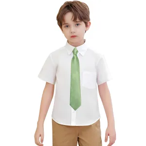 Grass Green Striped Boys Pre-tied Adjustable Tie Pocket Square