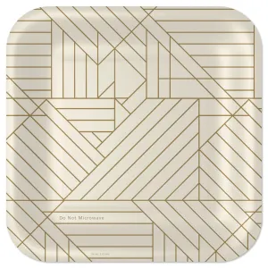 Hallmark Gold Geometric on Ivory Square Dinner Plates, Set of 8