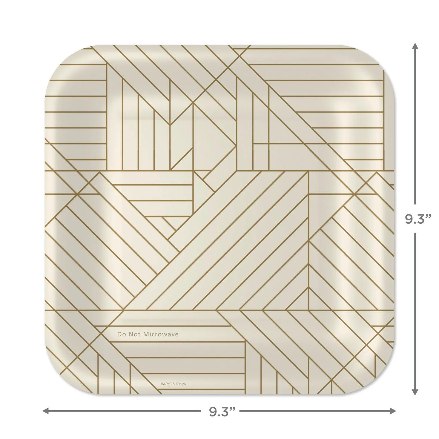 Hallmark Gold Geometric on Ivory Square Dinner Plates, Set of 8