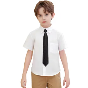 Hi-Tie Black Boys Formal Plaid Pre-tied Adjustable Tie Pocket Square