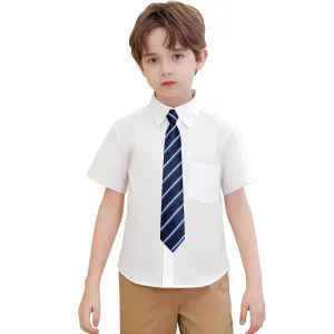 Hi-Tie Blue Striped Boys Pre-tied Adjustable Tie Pocket Square