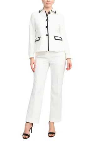 Le Suit Crepe Framed Button Up Pantsuit (Petite)