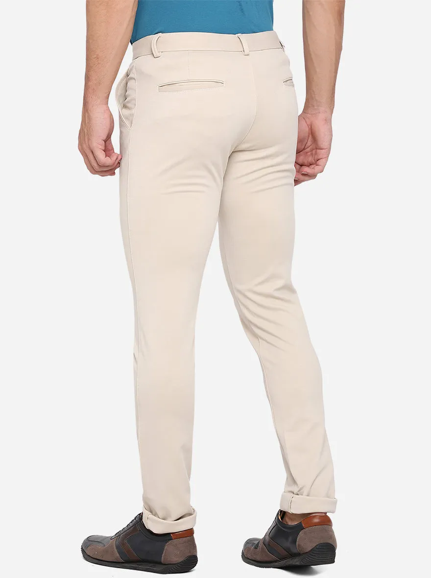 Light Fawn Solid Slim Fit Club Wear Trouser | JB Studio