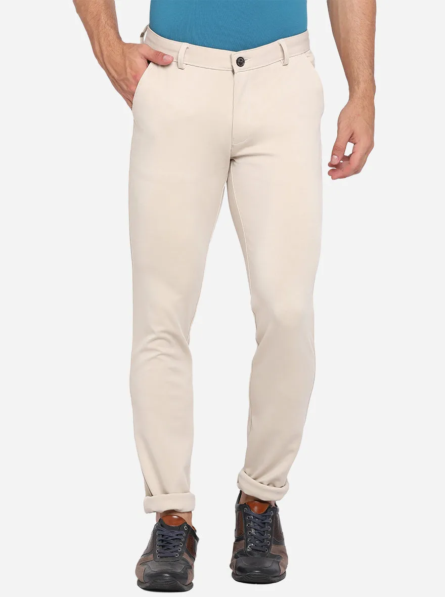 Light Fawn Solid Slim Fit Club Wear Trouser | JB Studio