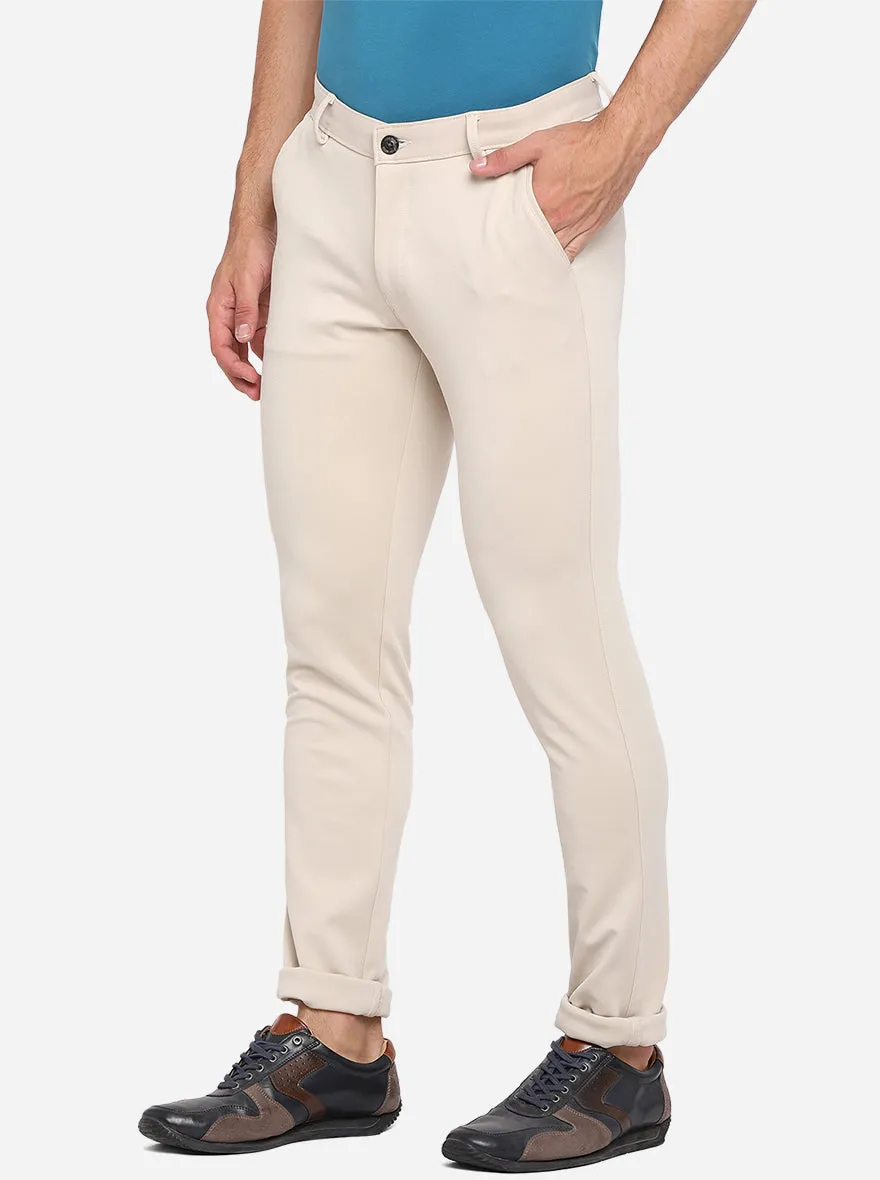 Light Fawn Solid Slim Fit Club Wear Trouser | JB Studio