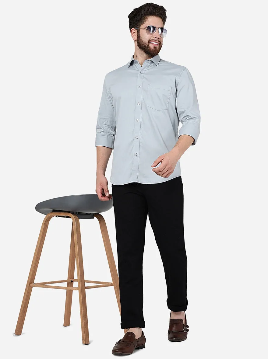 Limestone Grey Solid Slim Fit Semi Casual Shirt | JadeBlue