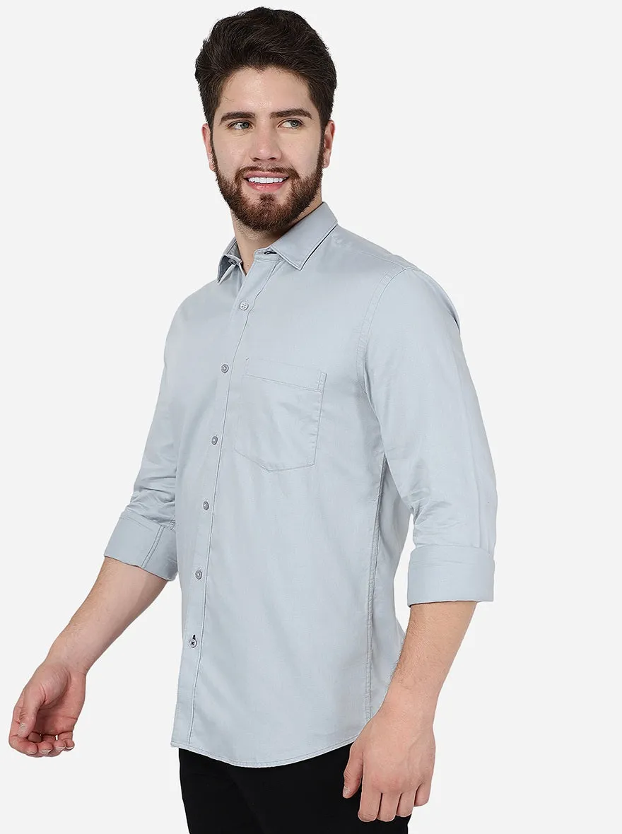 Limestone Grey Solid Slim Fit Semi Casual Shirt | JadeBlue