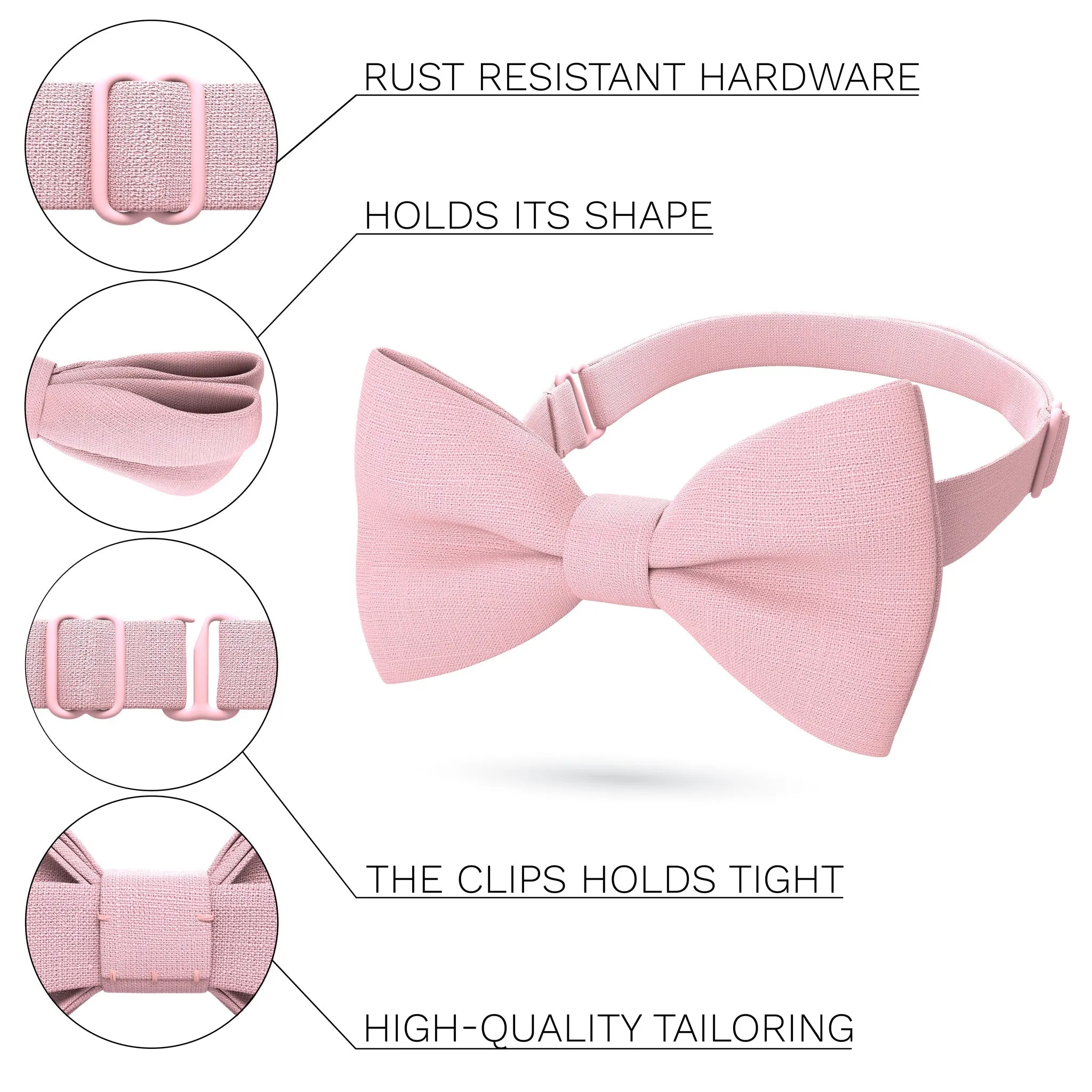 Linen Blush Pink Bow Tie