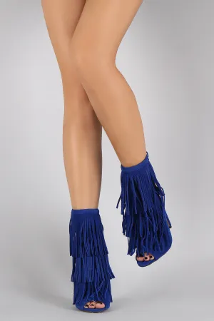 mai -  Fringe Peep Toe Stiletto Mule Heel