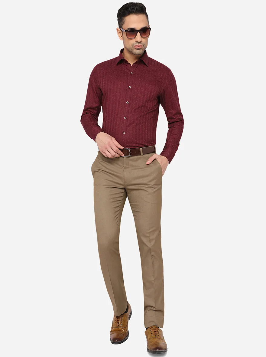 Maroon Printed Slim Fit Formal Shirt | JadeBlue