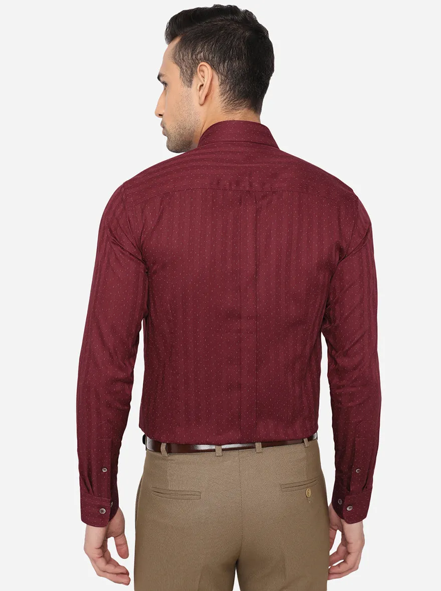 Maroon Printed Slim Fit Formal Shirt | JadeBlue