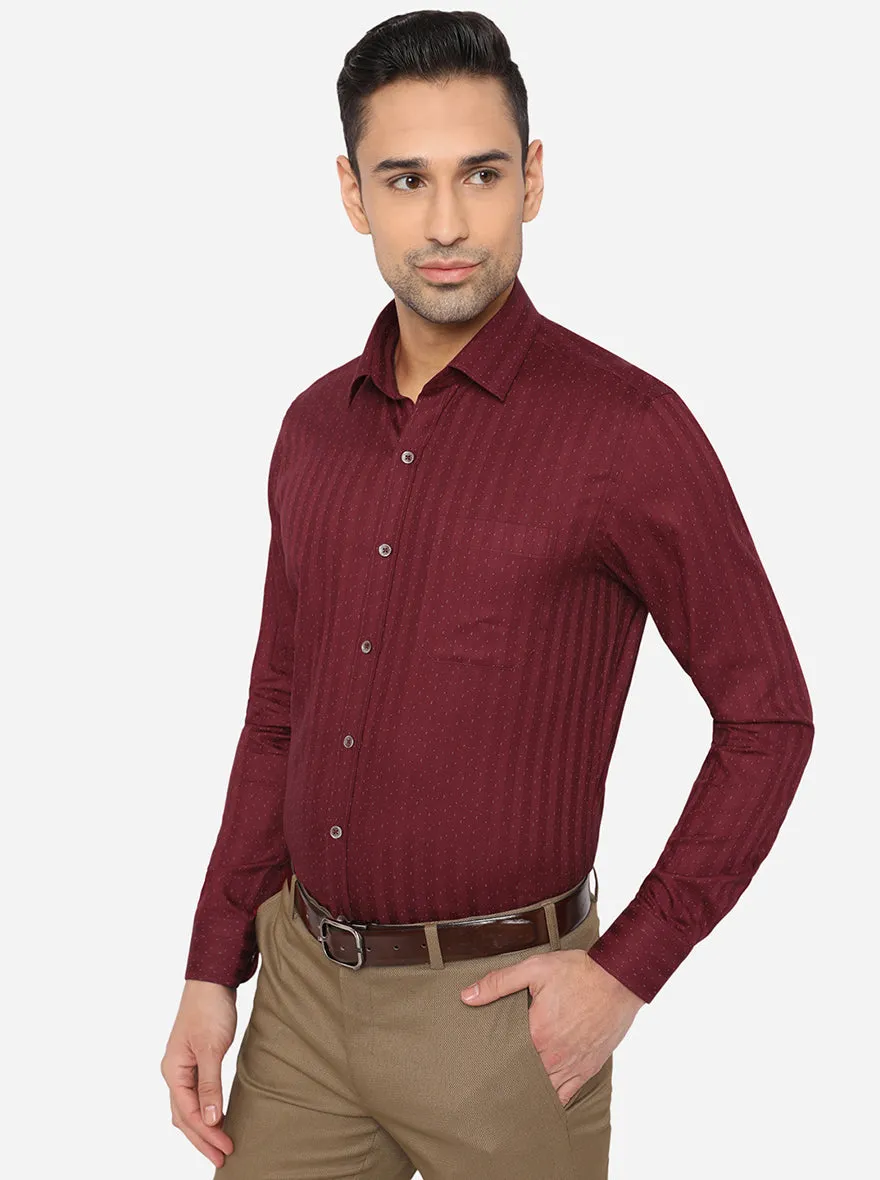 Maroon Printed Slim Fit Formal Shirt | JadeBlue