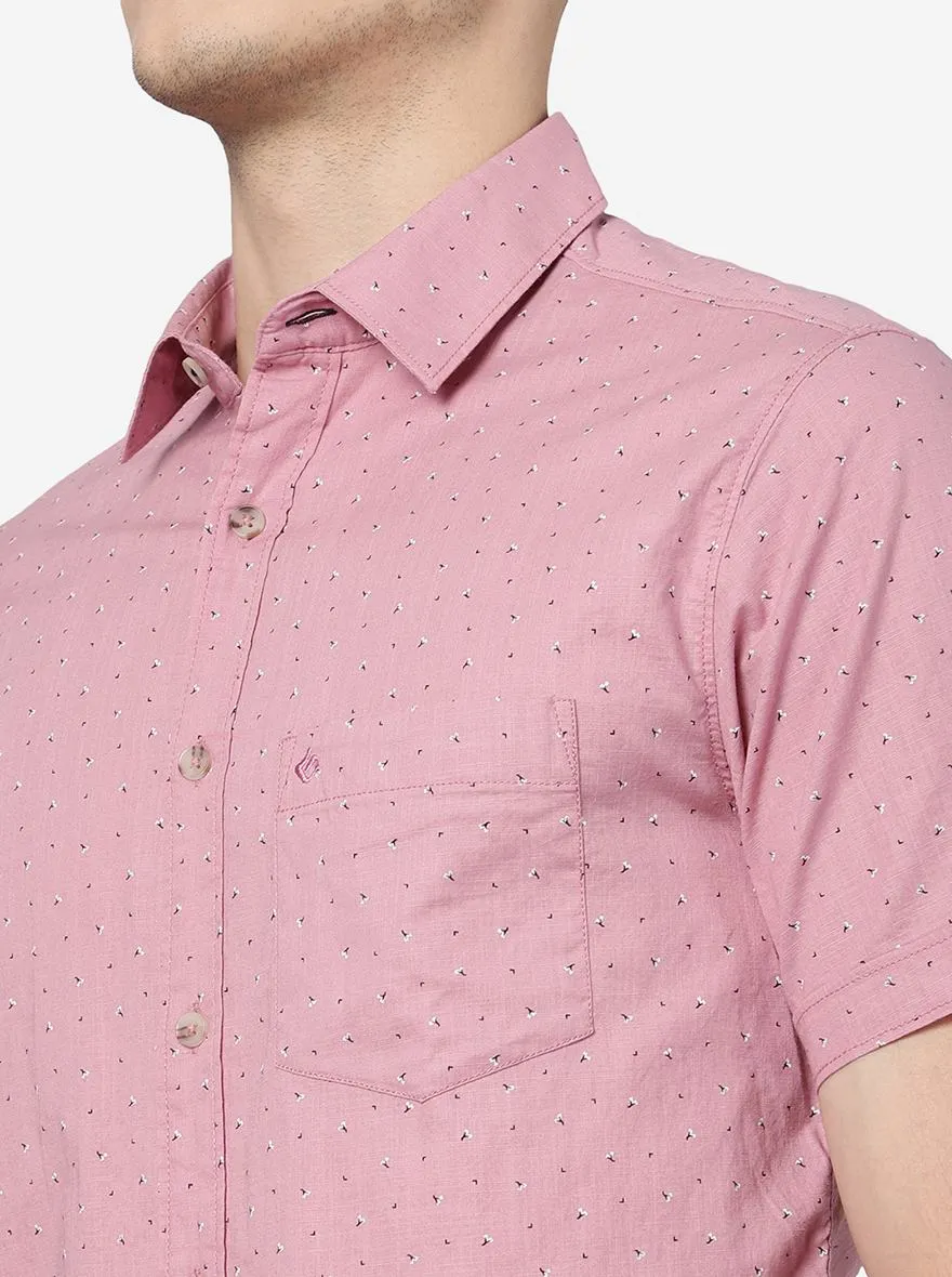 Mauve Pink Printed Slim Fit Casual Shirt | Greenfibre