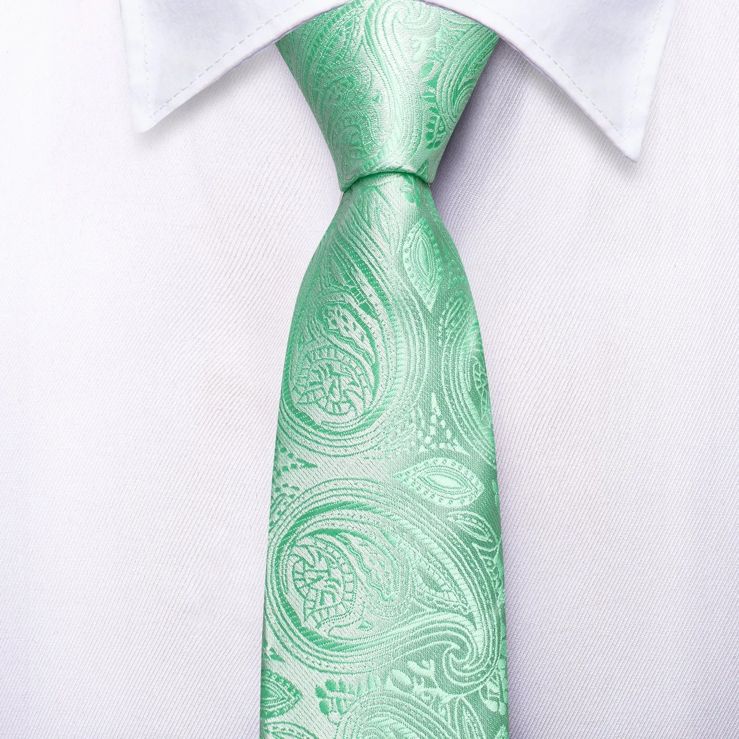 Mint Green Paisley Children's Kids Boys Tie Pocket Square 6cm