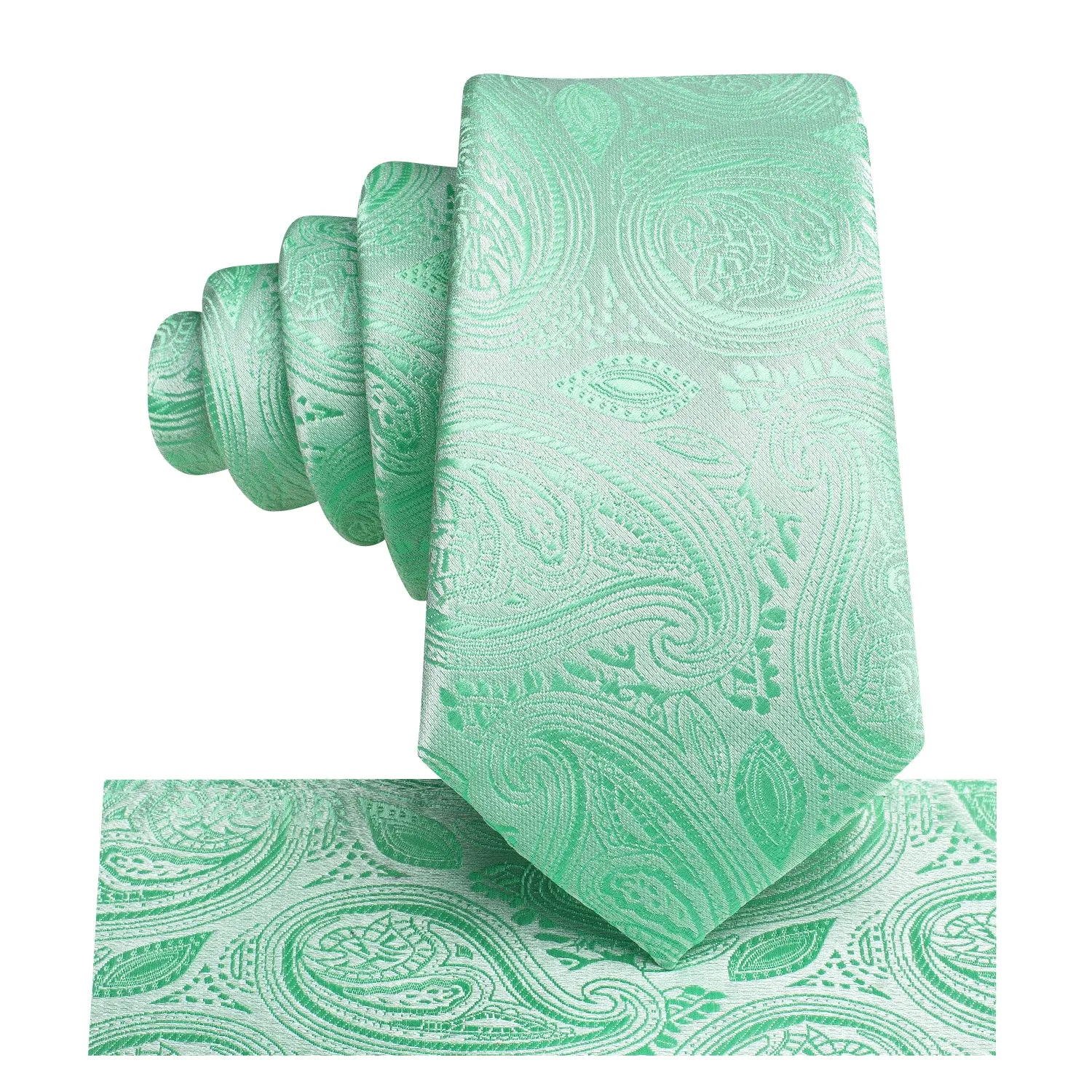 Mint Green Paisley Children's Kids Boys Tie Pocket Square 6cm