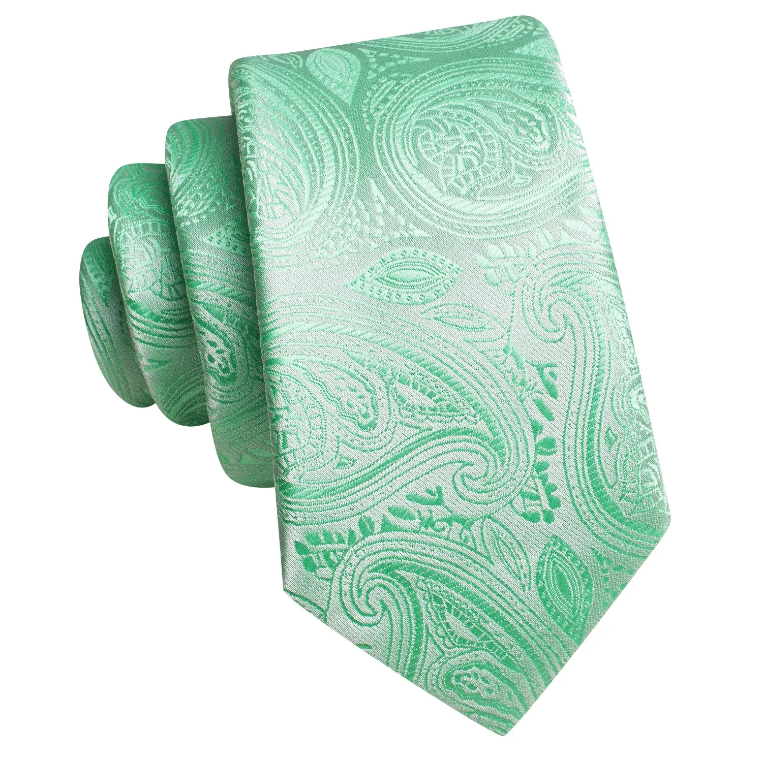 Mint Green Paisley Children's Kids Boys Tie Pocket Square 6cm