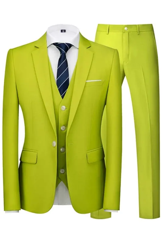 Modern Mint Green Notched Lapel Three Pieces Prom Suits